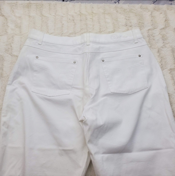 Gollehaug Women's Jeans  Wide Leg White Stretch White Cotton Size 44 32x26 - Picture 6 of 10